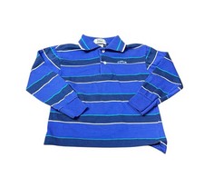 Vintage Izod Lacoste Blue Striped Long Sleeve Polo Shirt Boy Size 5