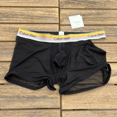 Calvin Klein CK men black icon sheer mesh nylon Trunk underwear size M L