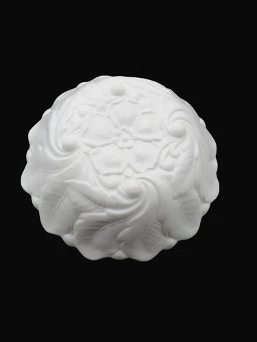 Vintage Indiana Glass Wild Rose Milk Glass Bowl Scalloped Edges