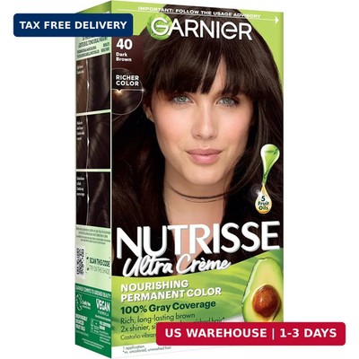 Garnier Nutrisse Ultra Crème Hair Color, Permanent Hair Dye with 100% Gray Cover