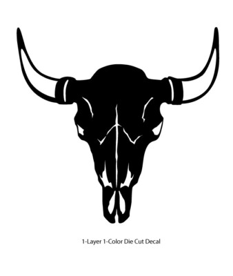 Prairie - Bison Skull Sticker (White&Black) - Die Cut Outdoor Decal 6Yrs Film