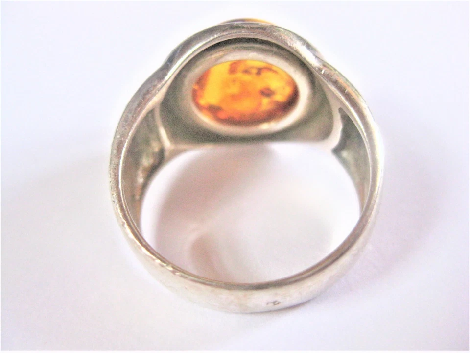 Anello Argento 925 Con Ambra, 6,52 G - Immagine 3 di 3