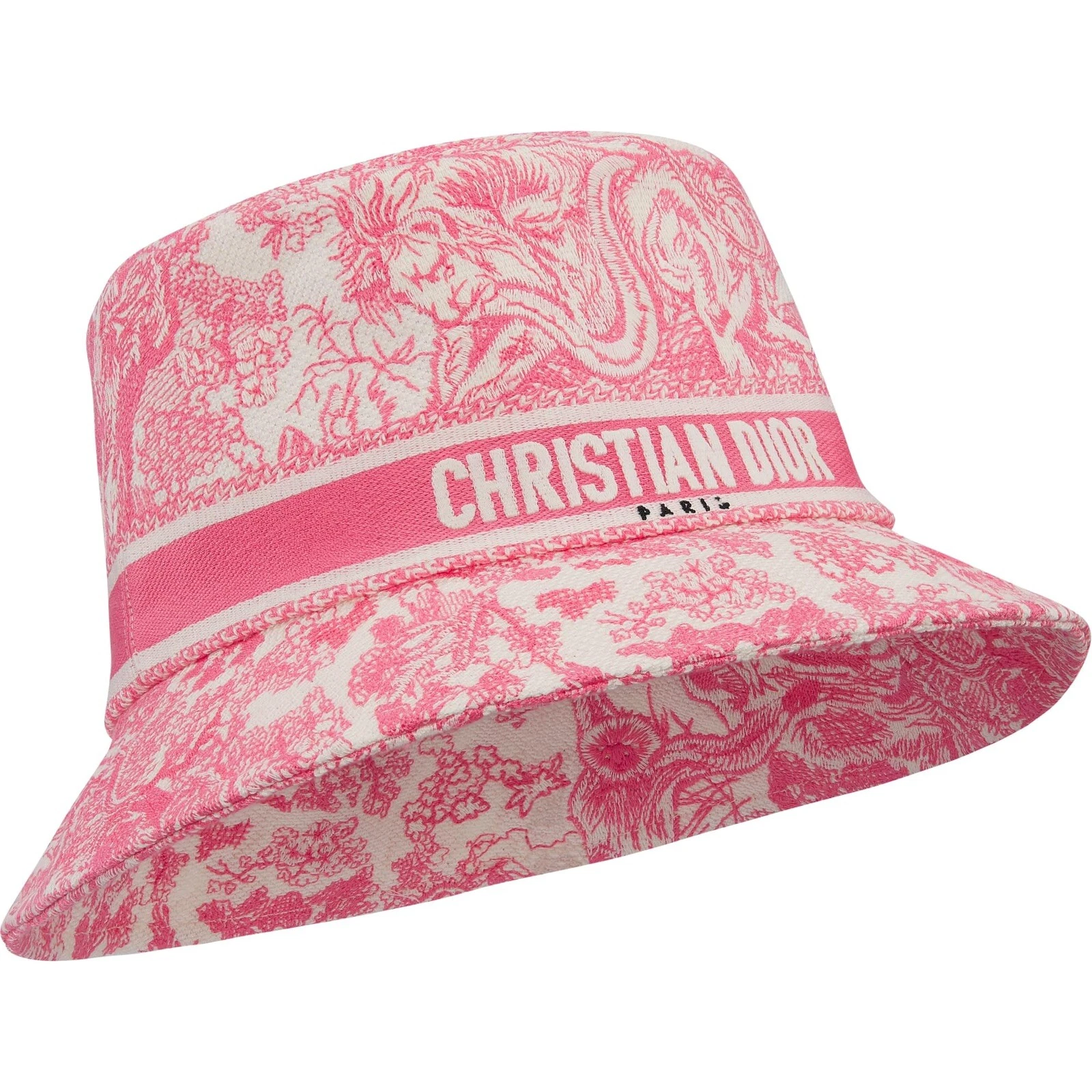 Chapeau seau Christian Dior D Bobby Toile de Jouy Sauvage ROSE FLUO 100% AUTHENTIQUE