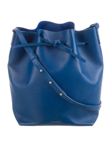 MANSUR GAVRIEL Royalblau Schleife Kordelzug Leder Medium Bucket Bag Handtasche