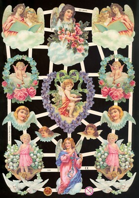 VICTORIAN ANGELS DIE CUT PAPER SCRAPS ef7283 GERMANY