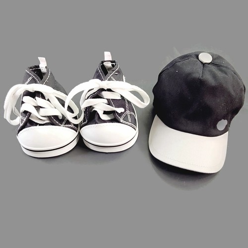 Build A Bear Tennis Shoes Sneakers and Baseball Cap Hat White Black Accessories