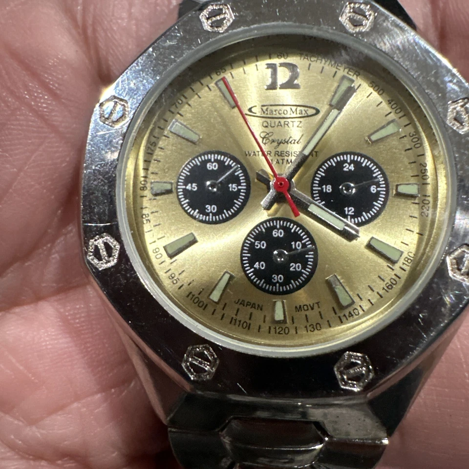 Marco Max Dos Tonos Cuarzo Analógico Hombre Moda Reloj Acero Batería Nueva Foto 4 de 4