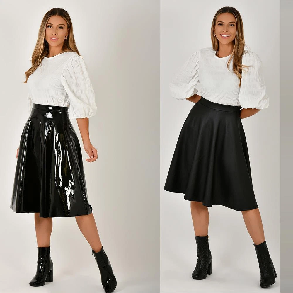 Pleated midi flare skirt cheap