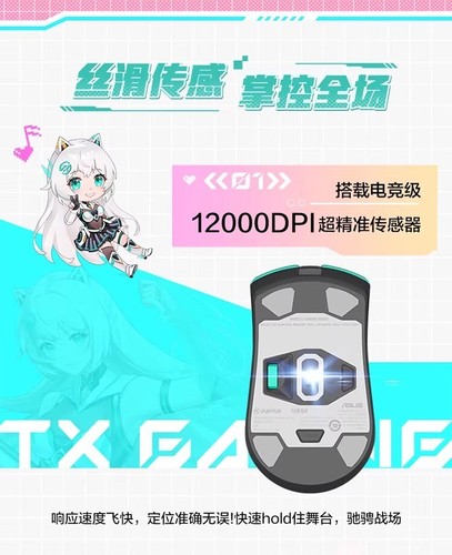 ASUS co-branded TX Gaming/Hatsune Miku Vocaloid Wireless Mouse 12000 DPI 65g - Picture 5 of 9