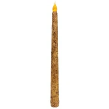NEW PRIMITIVE BURNT IVORY TIMER TAPER CANDLE DESIGN 10.75" H LED Flicker Rustic