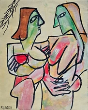 Fernand Léger Signed Cubist Oil Painting on Canvas - French Modern Art