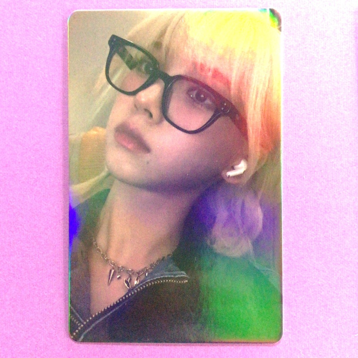 KARINA Aespa TCG 0411 Blonde black-rimmed glasses earphones Foil