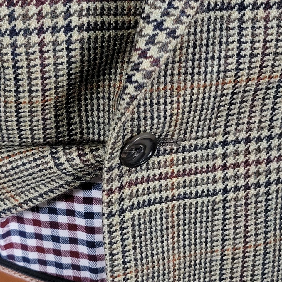 VTG Roudtree Yorke Men's Tweed Sport Coat Blazer Two Button Plaid Wool Size 42R - Image 3 of 4