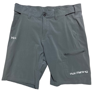Huk Shorts Mens XL Gray Fishing Chino Performance Cargo