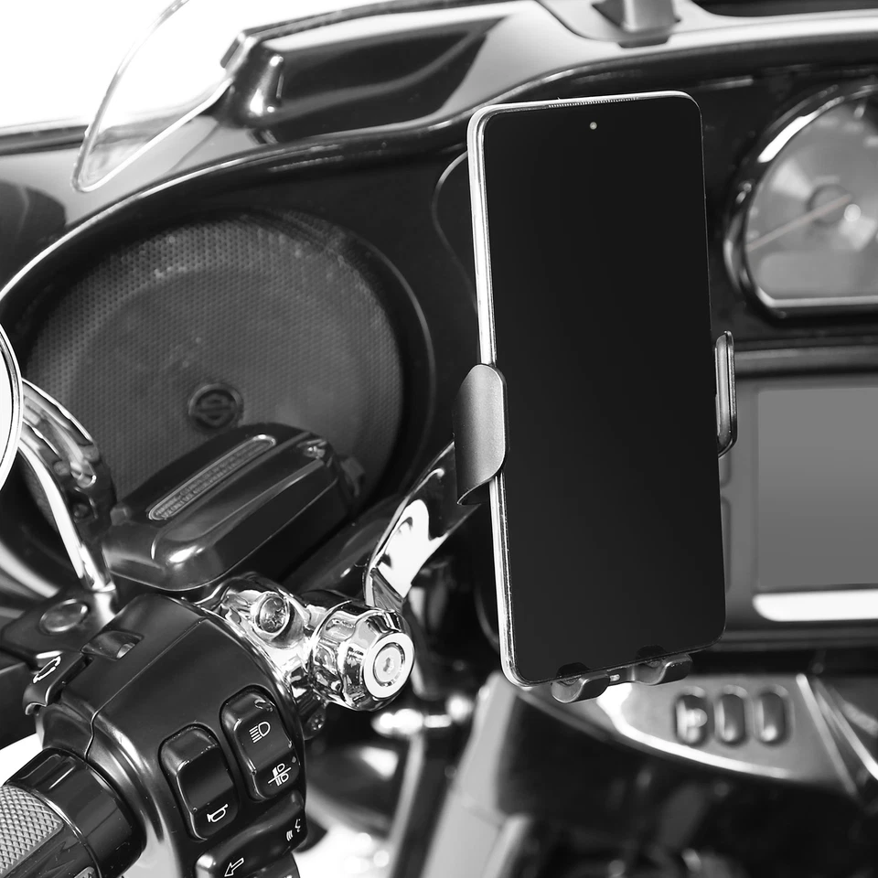 Soporte de teléfono con manillar de 1"" cargador de sujeción automática apto para Harley Touring Dyna Foto 4 de 4