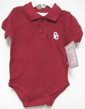 NCAA Oklahoma Sooners White Logo on Red Golf Shirt Romper Two Feet Ahead #127
