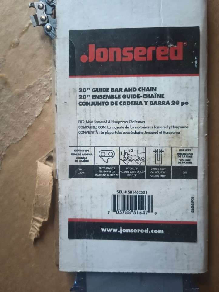 Barra E Catena Jonsered 20" Per Motoseghe 930, 920, 830, 820 70E – Passo 3/8 .050 RAISMAN