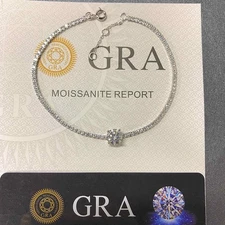 6.5mm D/VVS1 Moissanite Tennis Bracelet Solid 925 Sterling Silver for Women GRA