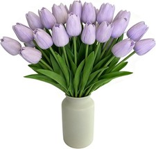 20pcs Purple 13.5 in Artificial Tulips Real T...