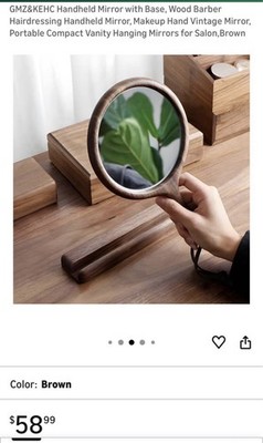 Wooden Handheld Mirror With Base