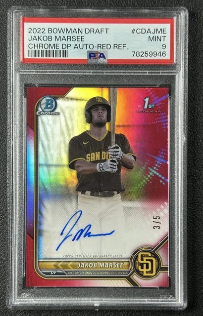 JAKOB MARSEE PSA 9 2022 BOWMAN DRAFT CHROME RED REFRACTOR AUTO 1ST PROSPECT 3/5