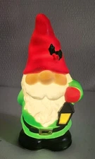 11" Light Up Tabletop Gnome Blow Mold  Christmas Holiday