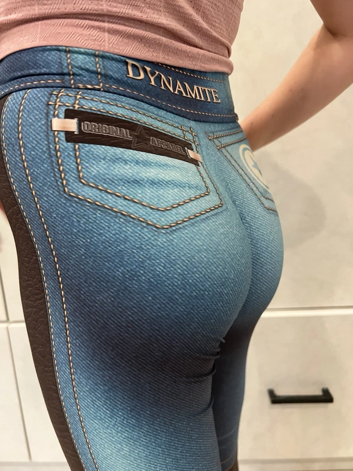 Dynamite Brazil Women’s Leggings Stretch Pull On Size P XS blue denim zipper - Image 4 of 4