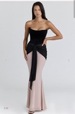 House of CB Clara Dress- XS -Black & Blush Chiffon Maxi Dress - Limited Edition