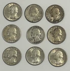 Washington Quarters 1932-1937 Lot Of 9 90% Pure Silver Coins 1.6272 OZT