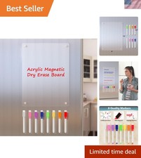 Stylish Acrylic Magnetic Dry Erase Board 12"x9" for Fridge Meal Planning