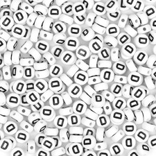 Auvoau 300Pcs Letter Beads D 4X7mm White Alphabet Acrylic D, Black