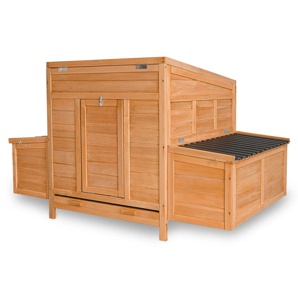 59-дюймовый курятник с 2 большими ящиками для гнездования, деревянный курятник для 4-6 кур - Изображение 2 из 4