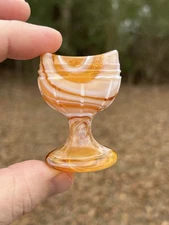 Butterscotch And White Marble Slag Eye Wash Cup Rosso Ribbed Design ~Very Nice~