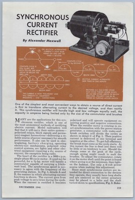 1946 Article - Synchronous Current Rectifier How To Build Electricity Voltage