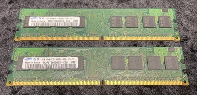 (2) - Samsung 1GB 1Rx8 PC2-5300U-555-12-ZZ Desktop Memory RAM - 2 GB Total