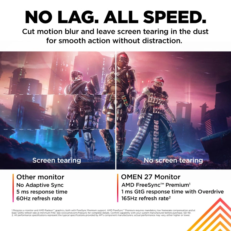 HP OMEN 780F9AA 27" Full HD IPS 165 Hz Height Adjustable Black Gaming Monitor - Image 2 of 4