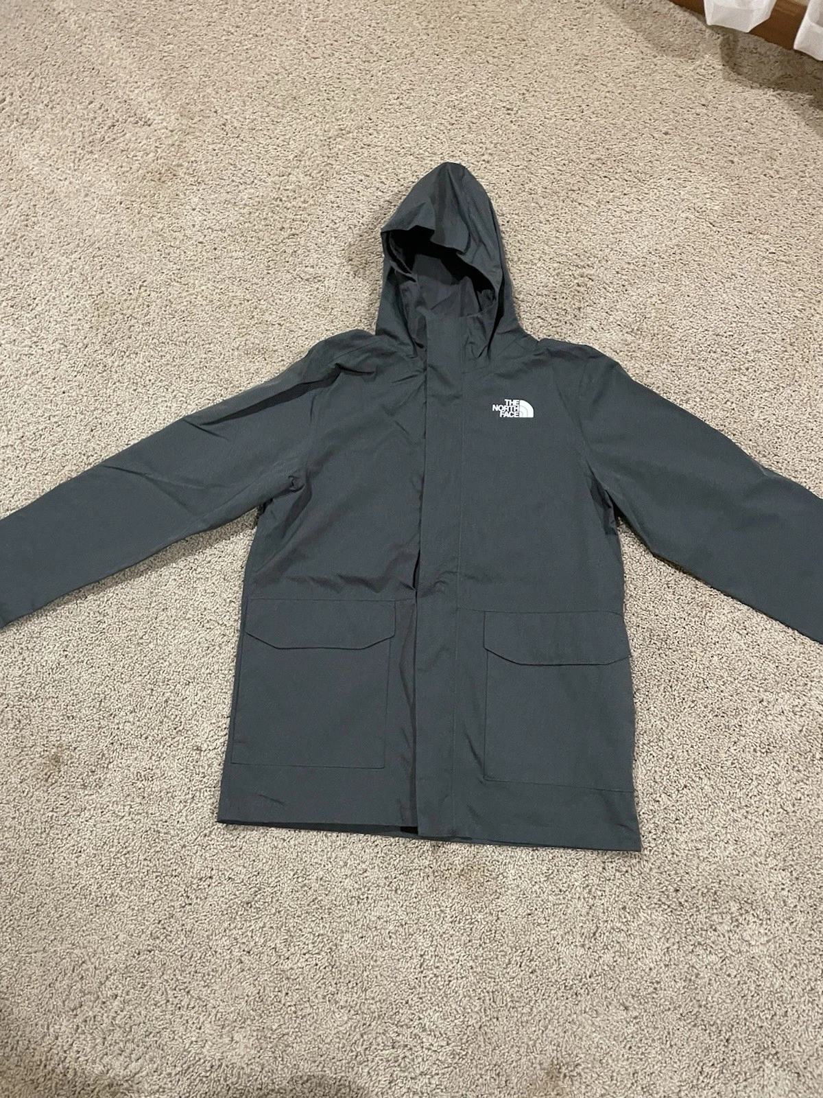 Youth The North Face Dryvent Outer Shell Jacket Rain Coat Grey L Large 14/16