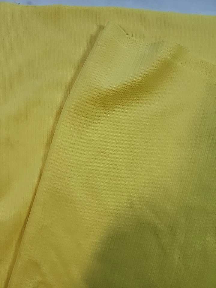 Retro 70s Yellow Ribbed Double Knit Craft Fabric 36w" X 1.6yds Sewing Quilt Vtg - Image 2 of 4