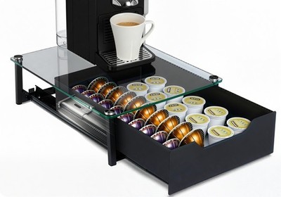 Elegant Coffee Pod Holder with Rail Drawer for Nespresso - 40-Pod Capacity fo...