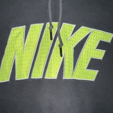 NIKE Hoodie Men s M Gray /Neon Green Pullover Spell Out Big Logo