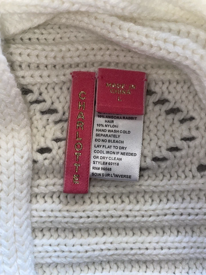 Anthropologie Charlotte Tarantola Mujer Cárdigan Chaleco Mezcla Angora Talla L Crema Foto 3 de 4