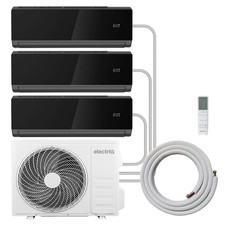 electriQ Black Multi-Split 3x 9000 BTU Heating & Cooling Wall Air Conditioner Sy