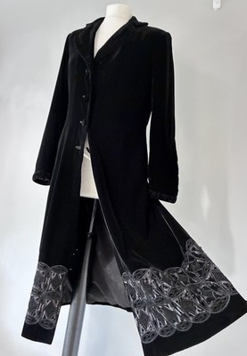 M&S Per Una Maxi-Jacke Seide Samt lang Oper Rüschen verzierter Besatz Mantel 12