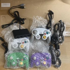 4 Controllers for Gamecube,with 4 Extension Cables and 4-Port USB Adapter for Sw