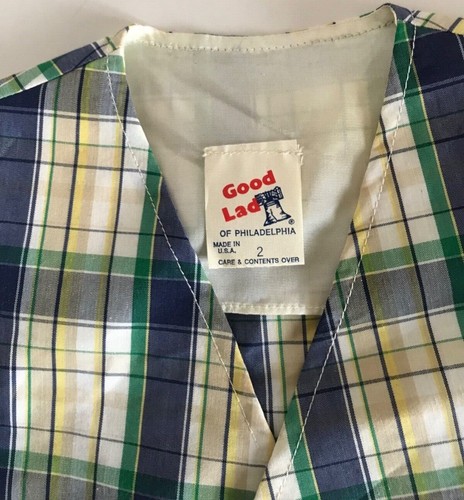 Vintage Boys Gingham Green Jacket Blazer 2T months Blazer Good Lads Tartan Suit - Picture 3 of 3