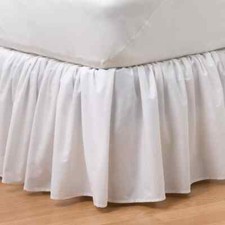 NWT Home Classics Bright White Ruffle Bedskirt TWIN 15" Drop Skirt Cotton Blend