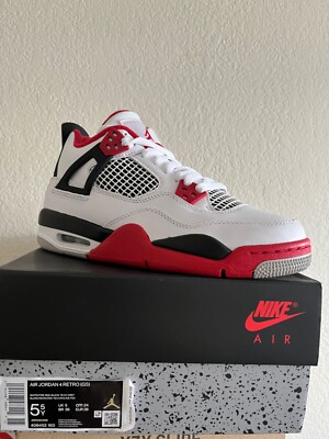 Nike Air Jordan 4 Retro OG GS - Fire Red 2020 Size 5.5y Deadstock