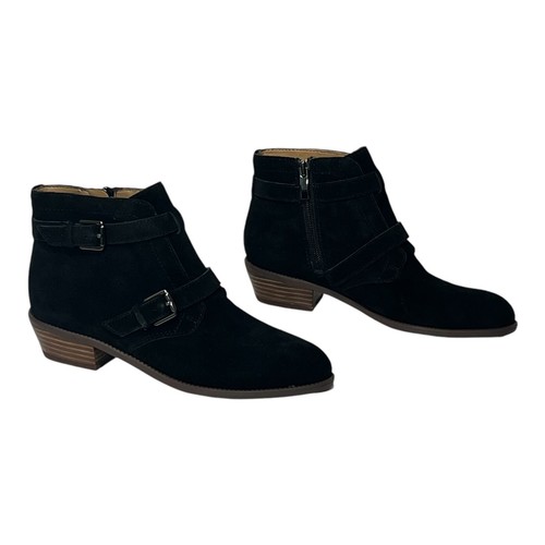 Franco Sarto NIB Women Rynn Size 5M Western Black Suede Block Heel Ankle Booties - Picture 2 of 11