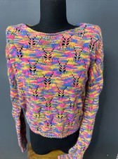 Wild Fable Womens Cropped Cable Knit Colorful Sweater Size S Multicolor NWT
