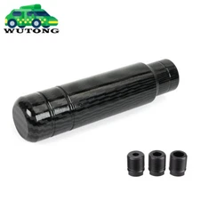 Universal Aluminum Black Carbon Fiber Manual Car Gear Shift Knob Shifter Lever
